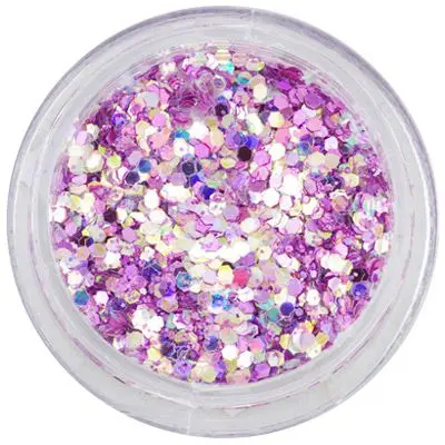 Confetti roz-violet în pulbere, 1mm - hexagoane cu efect holografic