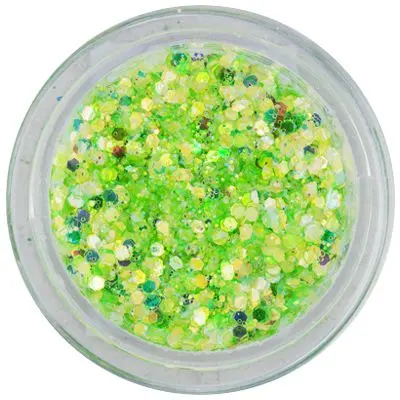 Hexagon nail art verde deschis, în pulbere, 1mm