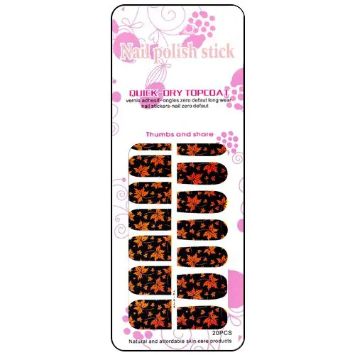 Stickere nail art de culoare neagră cu imprimeu roșu