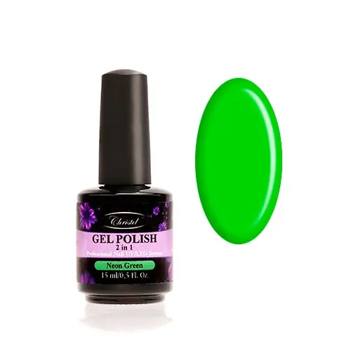 Christel Neon Green 15ml - Soak off gel, 2in1