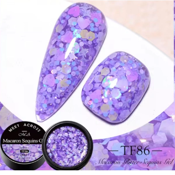 LED UV colour gel - Macaron glitter, Violet 8ml