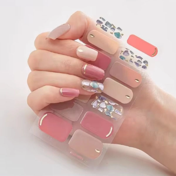 Self-Adhesive Nail Stickers - nude colour with stones