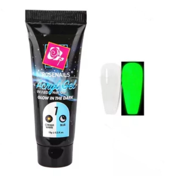 Colorat Gel Poly - Glow in the dark CREAM WHITE/BLUE no.01, 15g