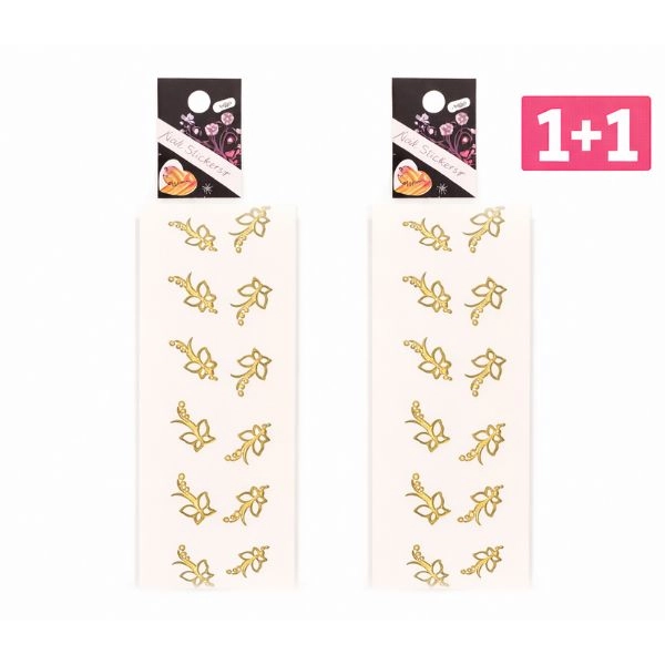 Stickere nail art 3D – fluturași aurii - BLE784D - PROMOȚIE 1+1 GRATUITĂ