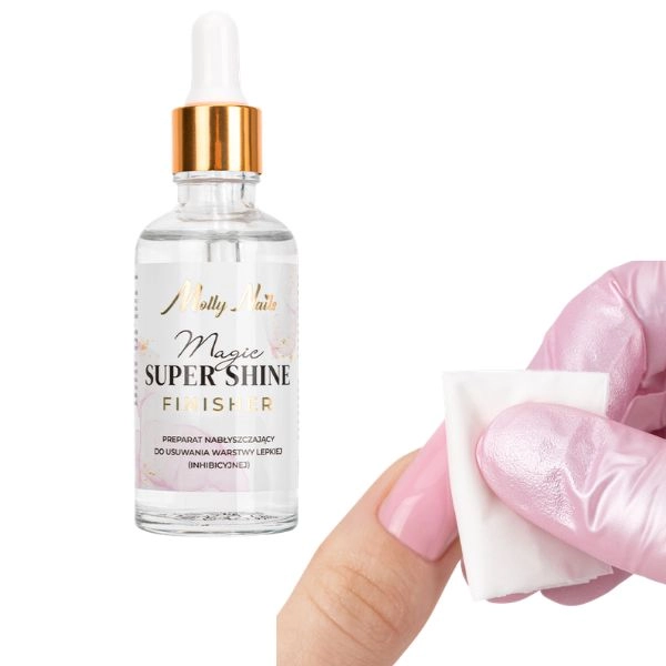 Finisator Molly Nails Magic Super Shine cu pipetă, 50 ml