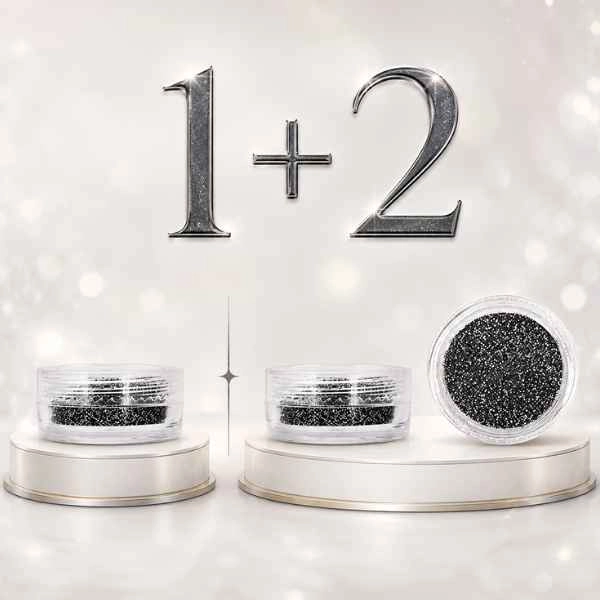 Pudră nail art - antracit cu sclipici - OFERTĂ 1+2 GRATUIT