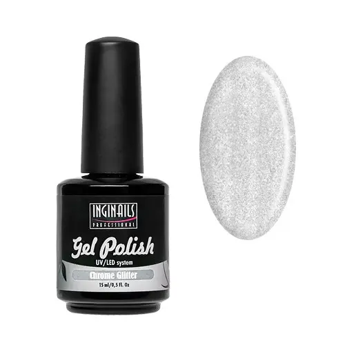 Ojă permanentă cu sclipici Inginails Professional – Chrome Glitter 15 ml