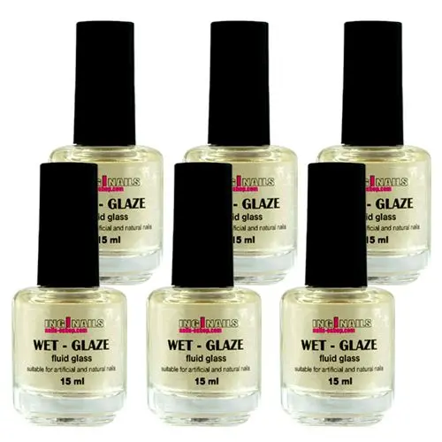 6x Wet Glaze 15ml - Top coat pentru luciu intens Inginails 