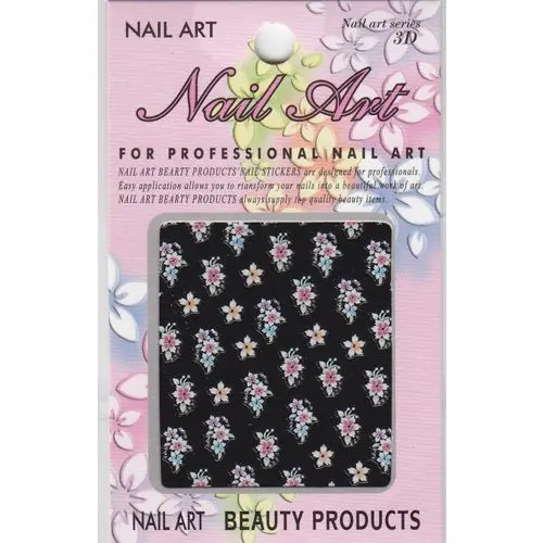 Sticker 3D nail art - flori colorate cu pietre