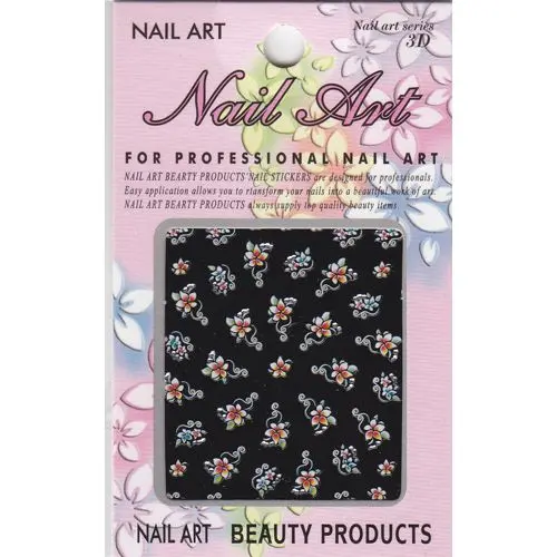 Sticker 3D nail art - flori albastre şi roşii