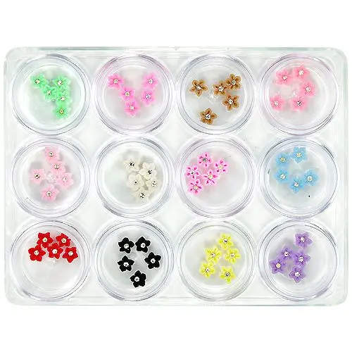 Kit nail art de 12 buc - flori acrilice, 5g