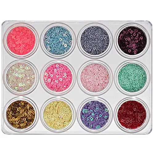 Kit mixt nail art, 12 buc - pătrate goale 5g